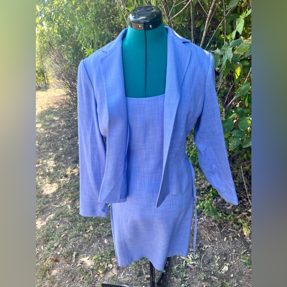 Vintage lavender purple Adrianna Papell rayon classic  dress + matching jacket